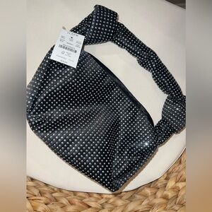 NEW J. Crew Double Knot Black Silver Studded Handbag Purse Satchel w/ tags